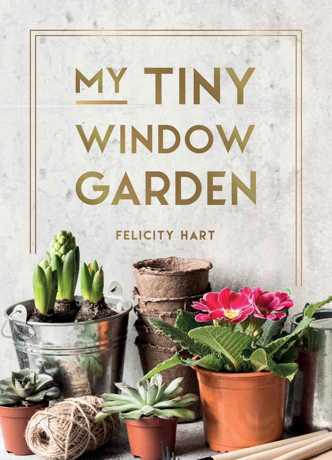 Cover of My Tiny Window Garden by Felicity Hart featuring a photo of garden pots.
