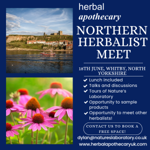 flyer with pictures of echinacea flower and Whitby.
